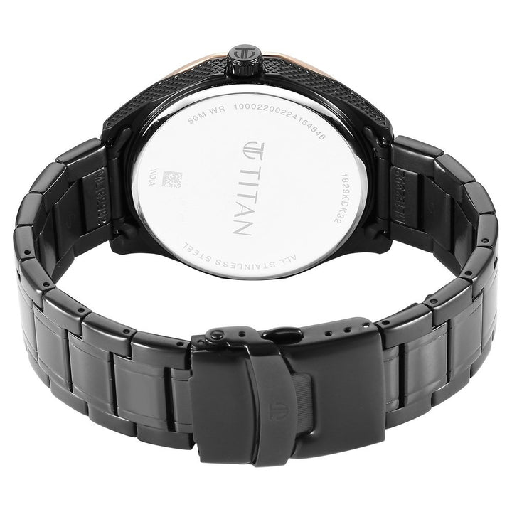 Titan Regalia Opulent 42.5mm Black Dial Date Black Stainless Steel Bracelet Men&