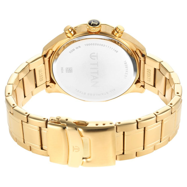 Titan Regalia Opulent 42.5mm Black Dial Multifunction Gold Stainless Steel Bracelet Men&