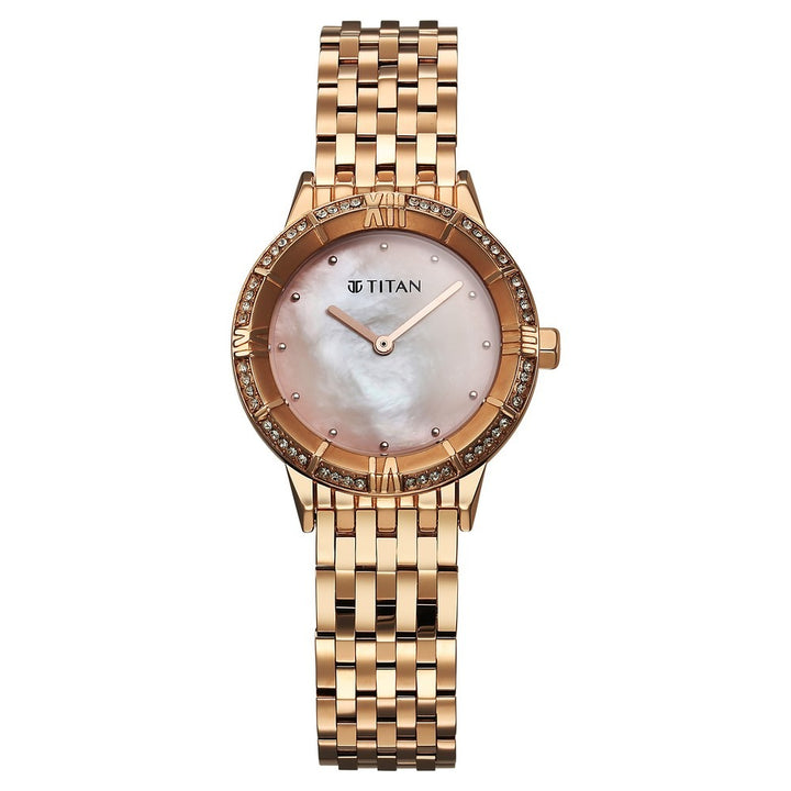 Titan Glamour Rose Gold Multifunction Mother of Pearl Women&