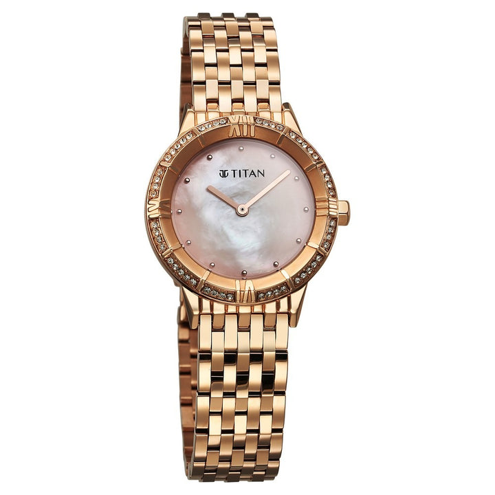 Titan Glamour Rose Gold Multifunction Mother of Pearl Women&