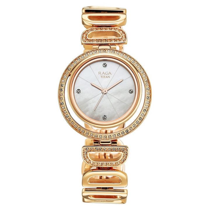 Titan Raga Glimmers Mother of Pearl Rose Gold Bracelet Women&