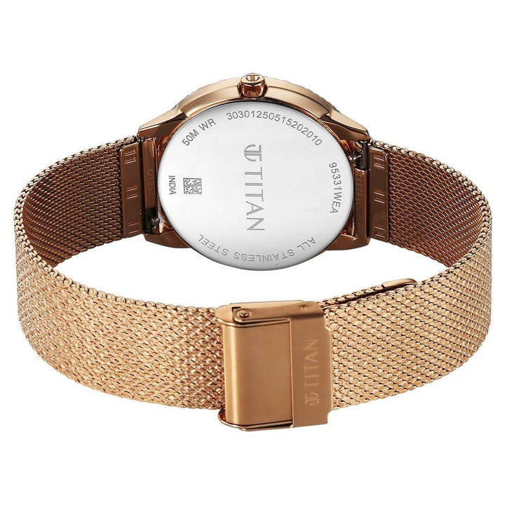 Titan Purple Oro Time Dark Green MOP Mesh Bracelet Women&