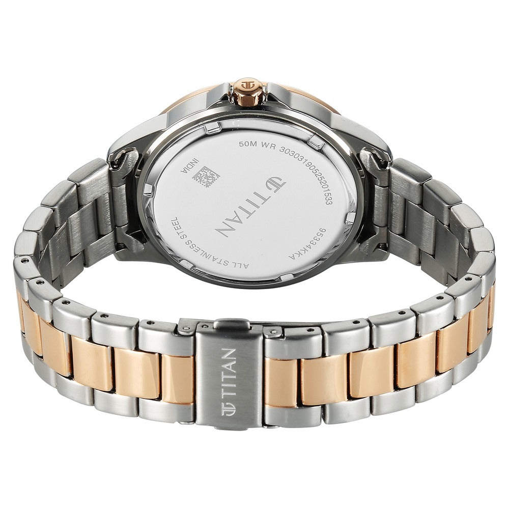 Titan Purple Oro Time White Dial Two-Tone Date Women&