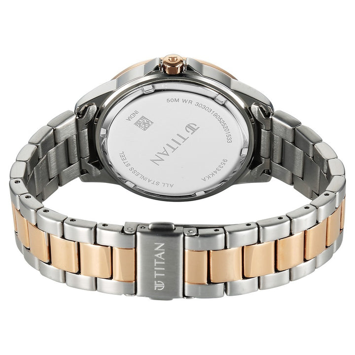Titan Purple Oro Time White Dial Two-Tone Date Women&