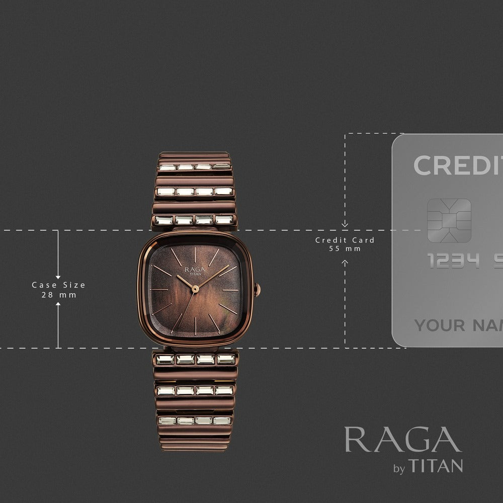 Titan Raga Glimmers Brown Mother of Pearl Dial Women&