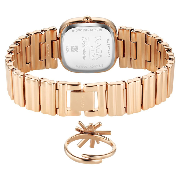 Titan Raga Glimmers Rose Gold Mother of Pearl Shaped Women&