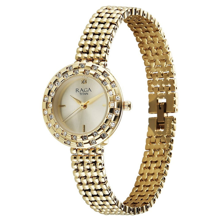Titan Raga Showstopper Champagne Dial Date Women&