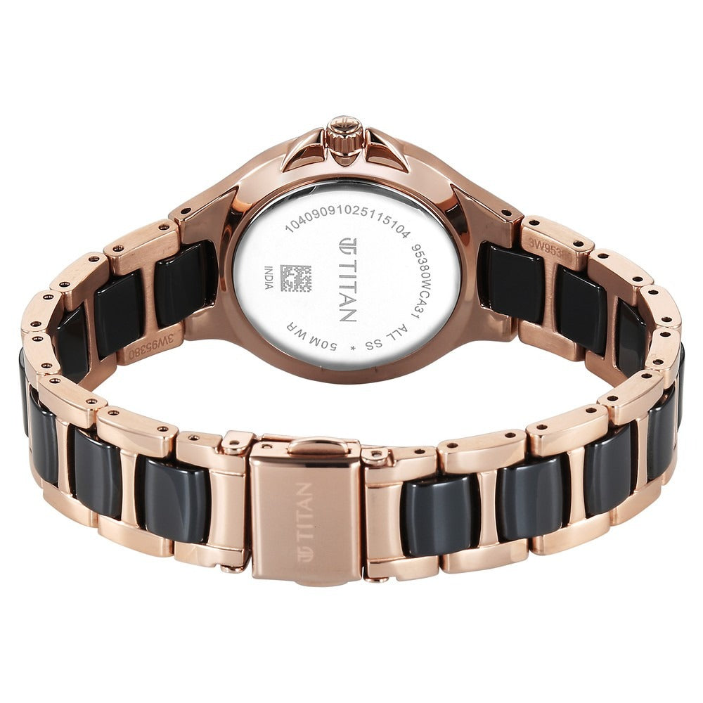 Titan Work Essentials Black Dial Two-Tone Bracelet Women&