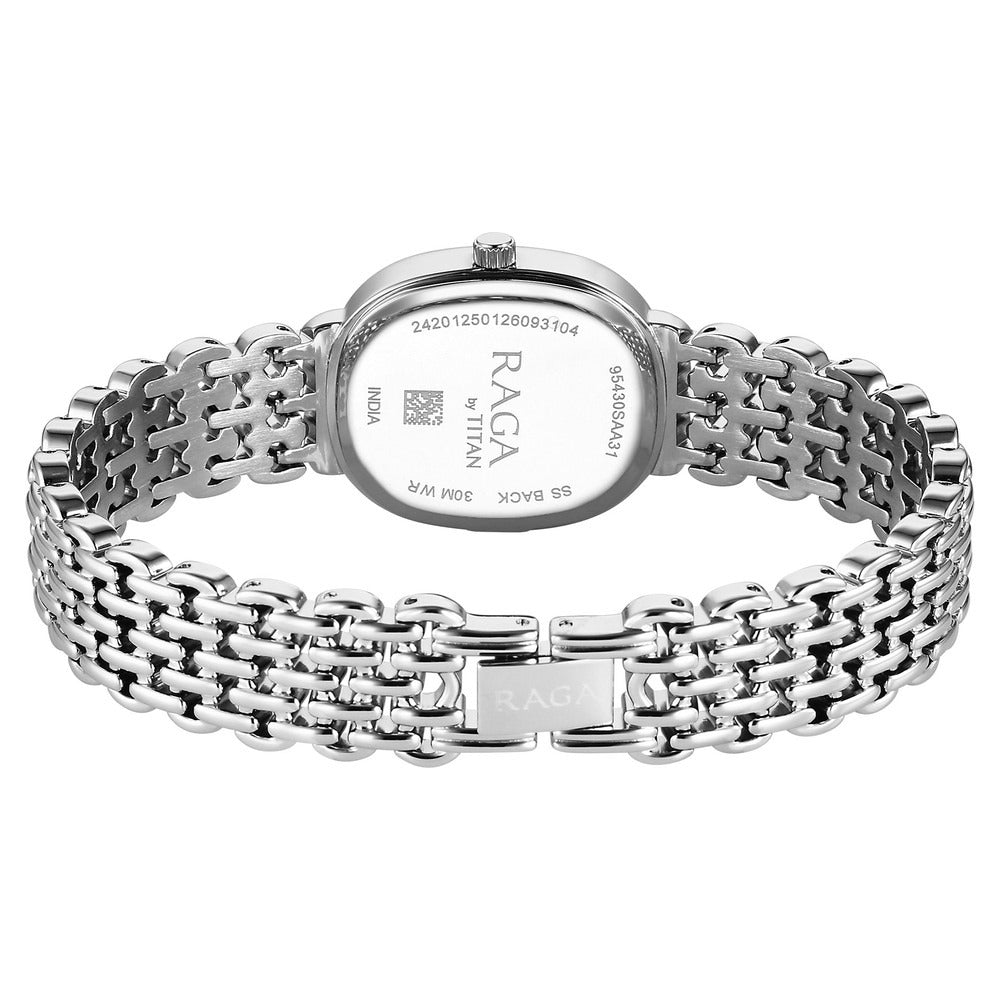 Titan Raga Spotlight Pink Dial Silver Bracelet Women&