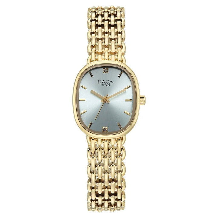 Titan Raga Spotlight Blue Dial Gold Bracelet Women&
