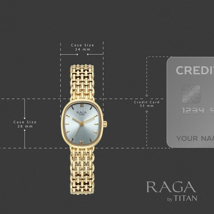 Titan Raga Spotlight Blue Dial Gold Bracelet Women&