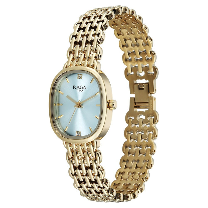 Titan Raga Spotlight Blue Dial Gold Bracelet Women&