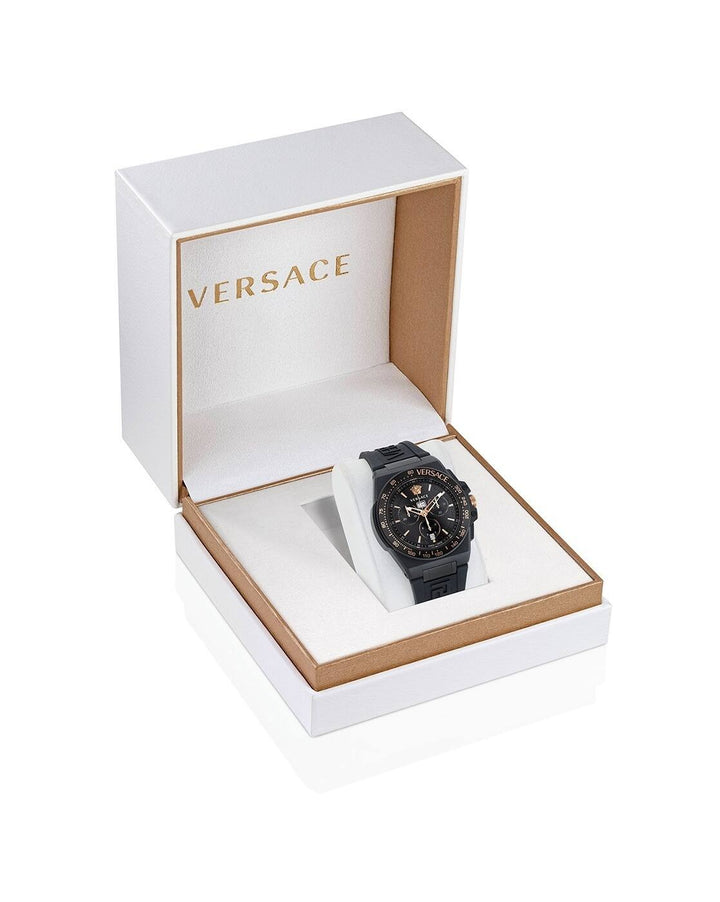 Versace Greca Extreme Chrono VE7H00323 Black Dial Stainless Steel Men&