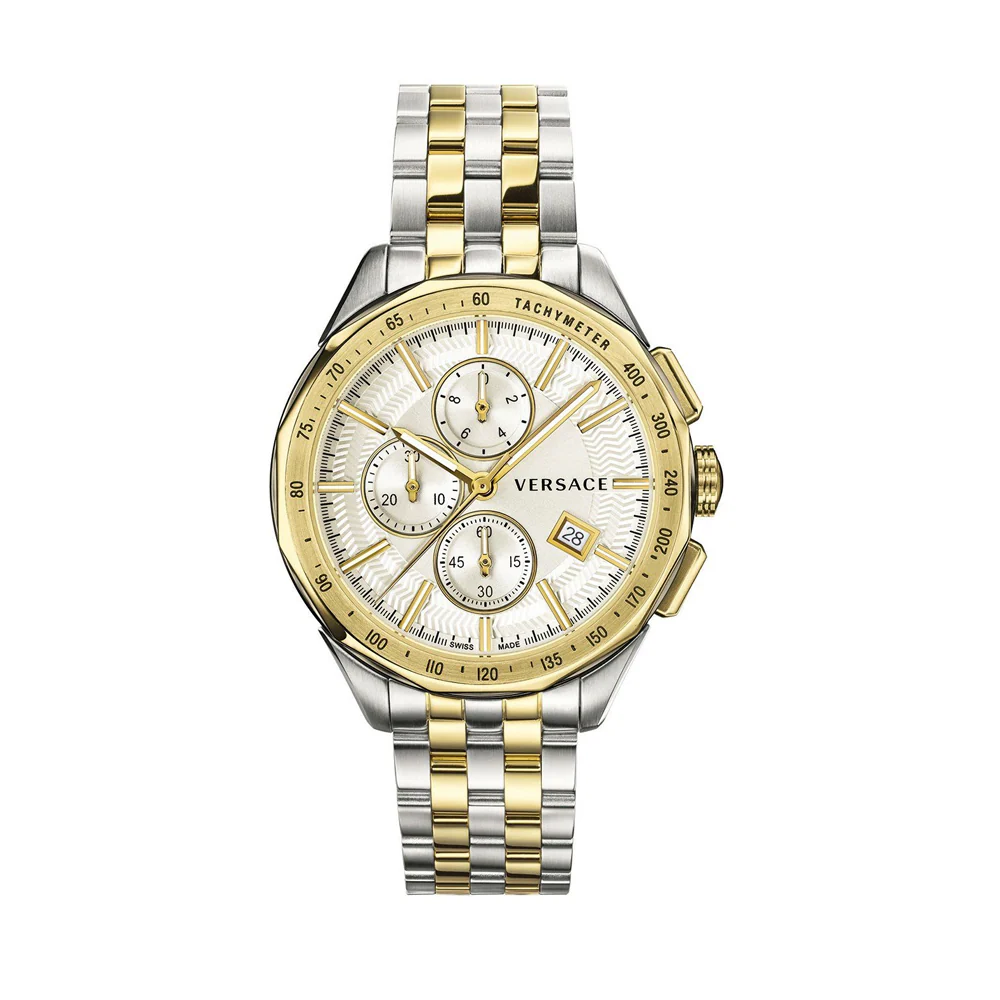 Versace V-Chrono VEBJ00518 Silver Dial Gold Stainless Steel Men&