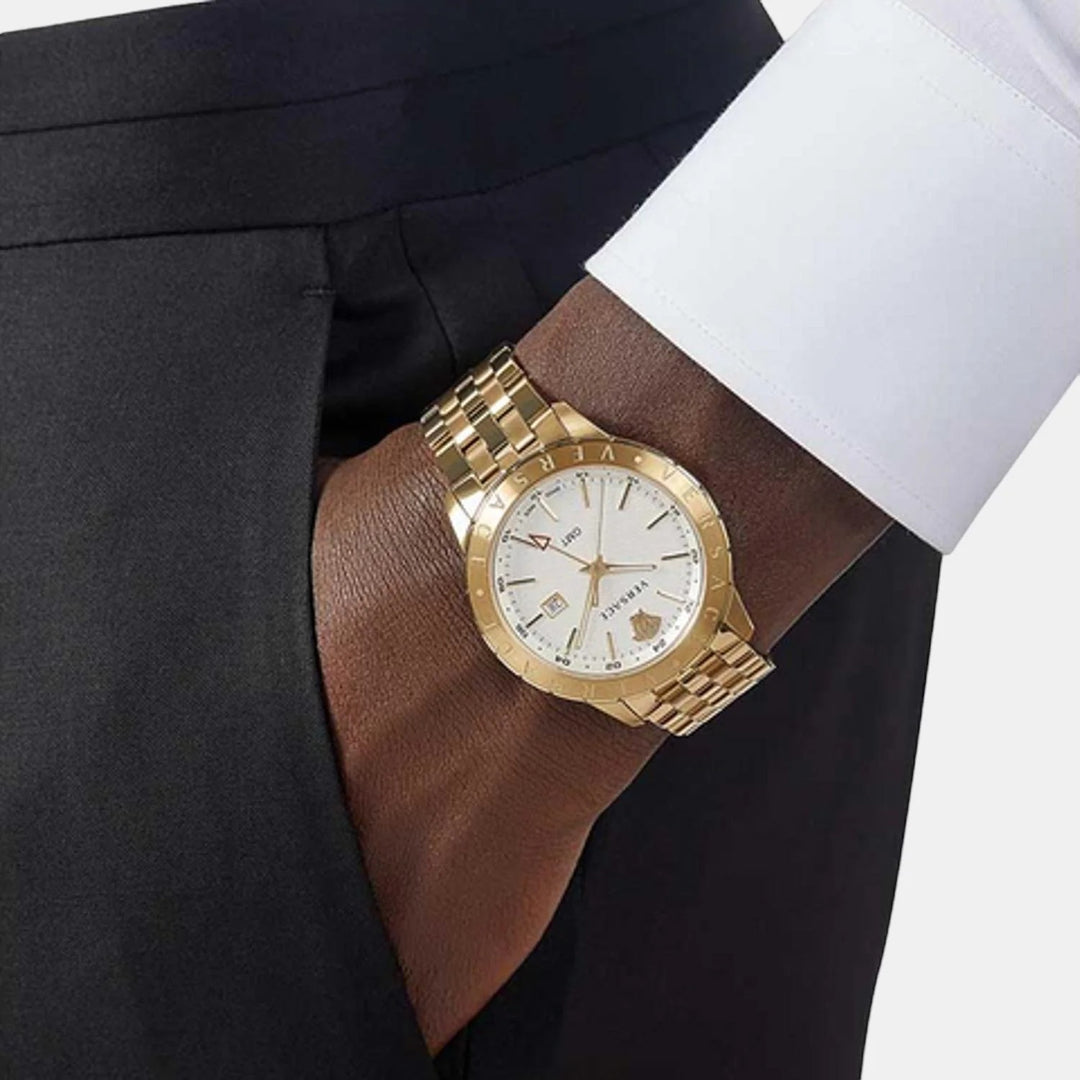 Versace Glaze VEBK00518 Champagne Dial Silver PVD Stainless Steel Men&