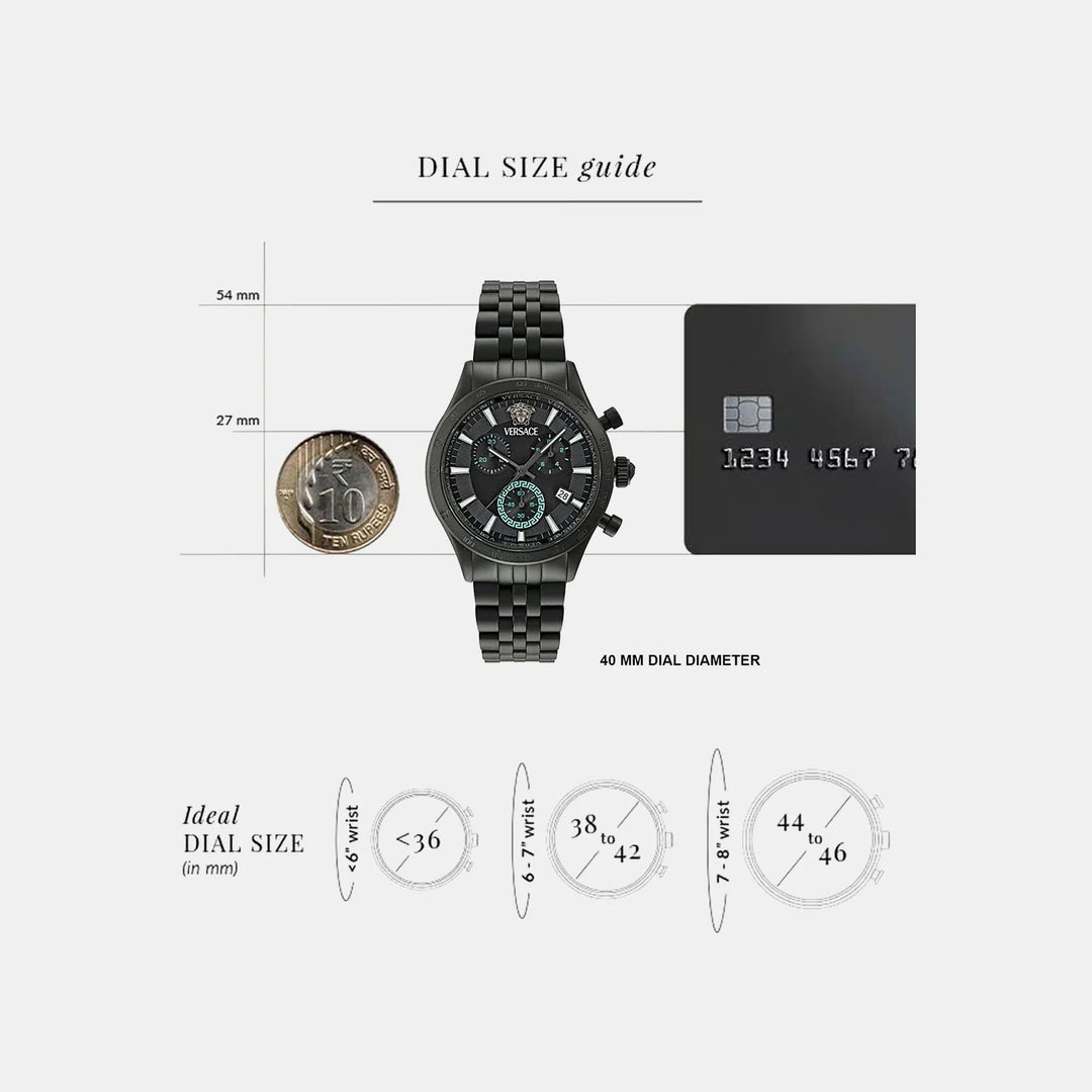 Versace Hellenyium VECFA0624 Black Dial Stainless Steel Men&