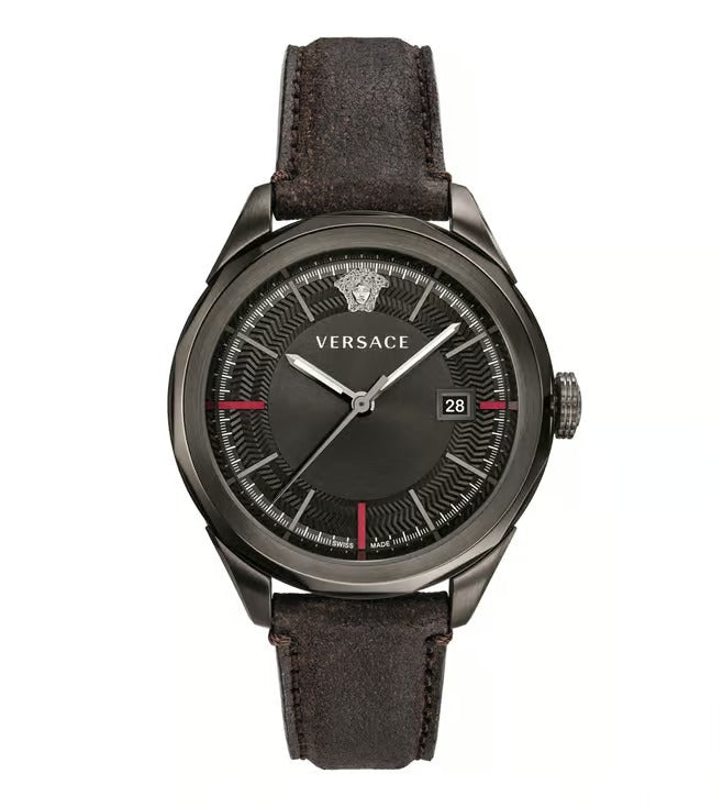 Versace Glaze VERA00418 Black Dial leather Mens&