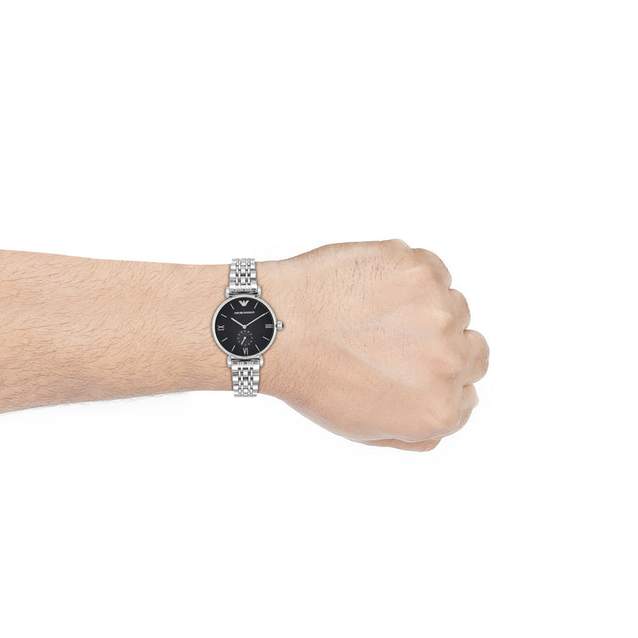 Emporio Armani Gianni T-Bar AR1676 Black Dial Stainless Steel Men&