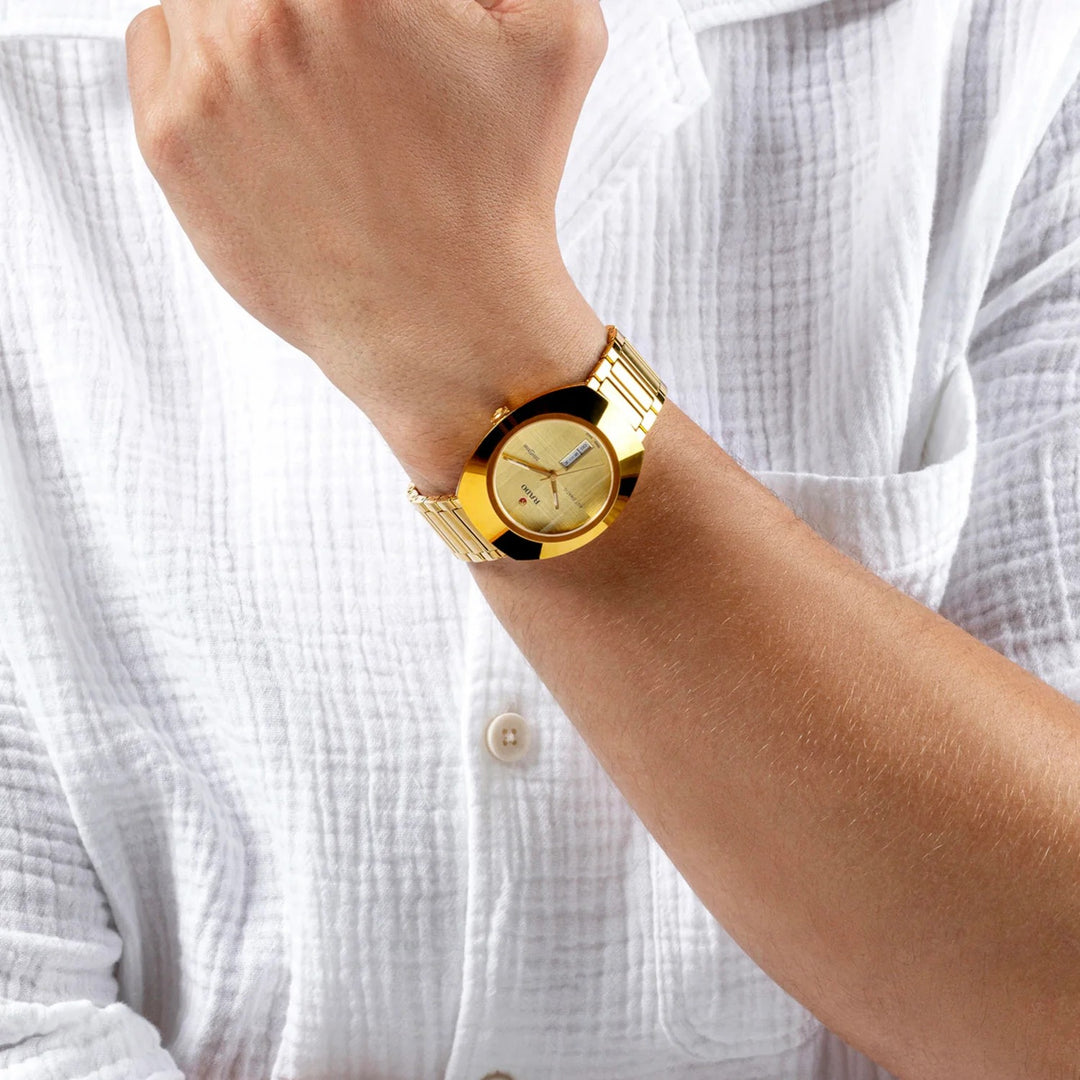 Rado DiaStar Original 38mm Gold Dial Gold-Tone Stainless Steel Bracelet Automatic