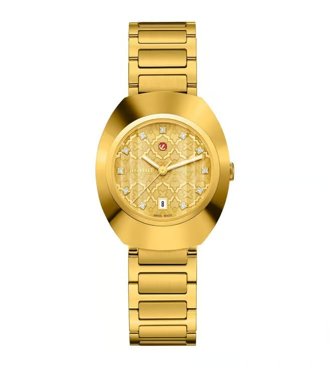 Rado DiaStar Original 38mm Gold Dial CZ Markers Yellow Gold PVD Bracelet Automatic