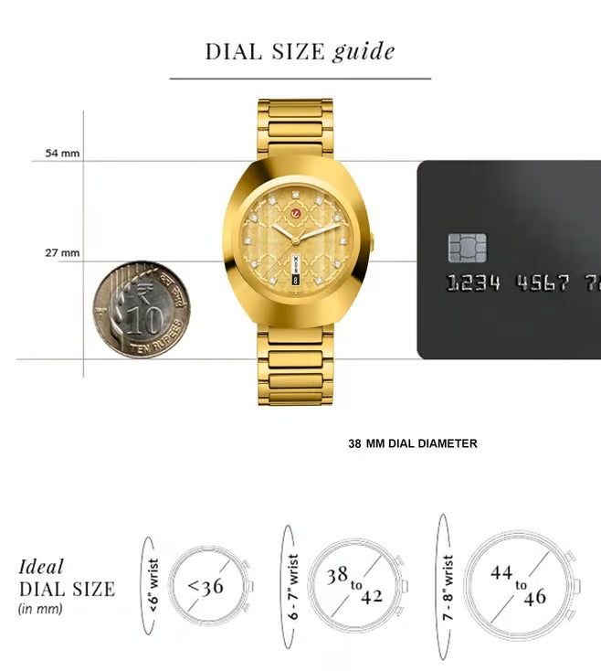 Rado DiaStar Original 38mm Gold Dial CZ Markers Yellow Gold PVD Bracelet Automatic