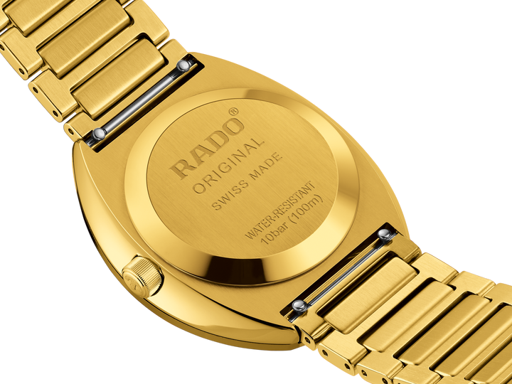 Rado DiaStar Original 38mm Gold Pattern Dial Yellow Gold PVD Bracelet Automatic