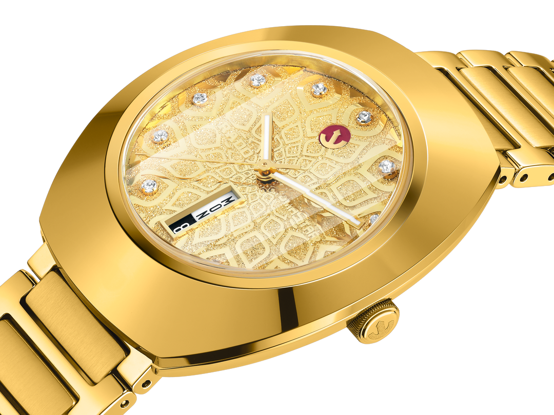 Rado DiaStar Original 38mm Gold Pattern Dial Yellow Gold PVD Bracelet Automatic