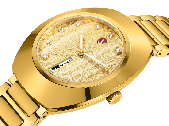 Rado DiaStar Original 38mm Gold Pattern Dial Yellow Gold PVD Bracelet Automatic