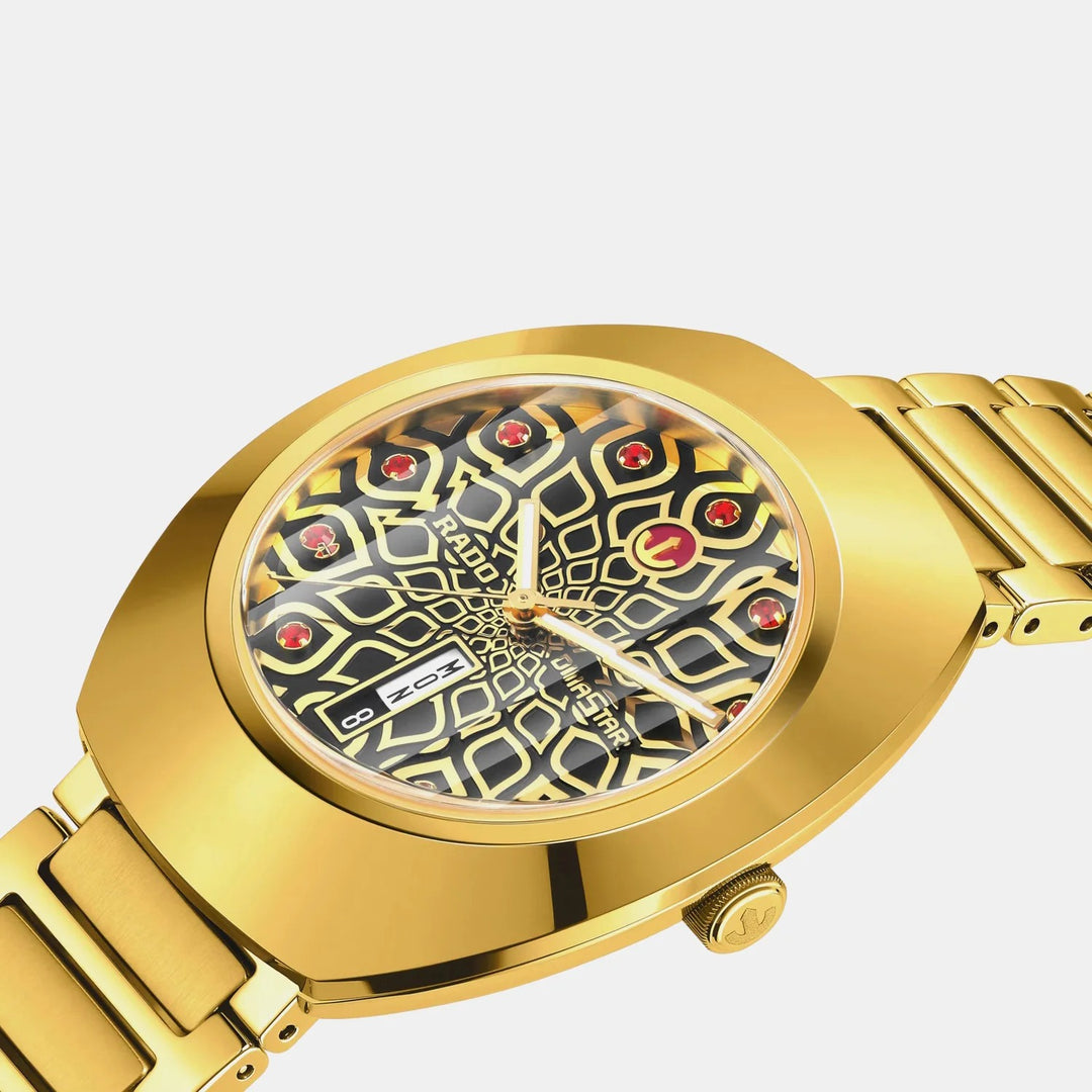 Rado DiaStar Original 38mm Black Dial Yellow Gold PVD Bracelet Automatic