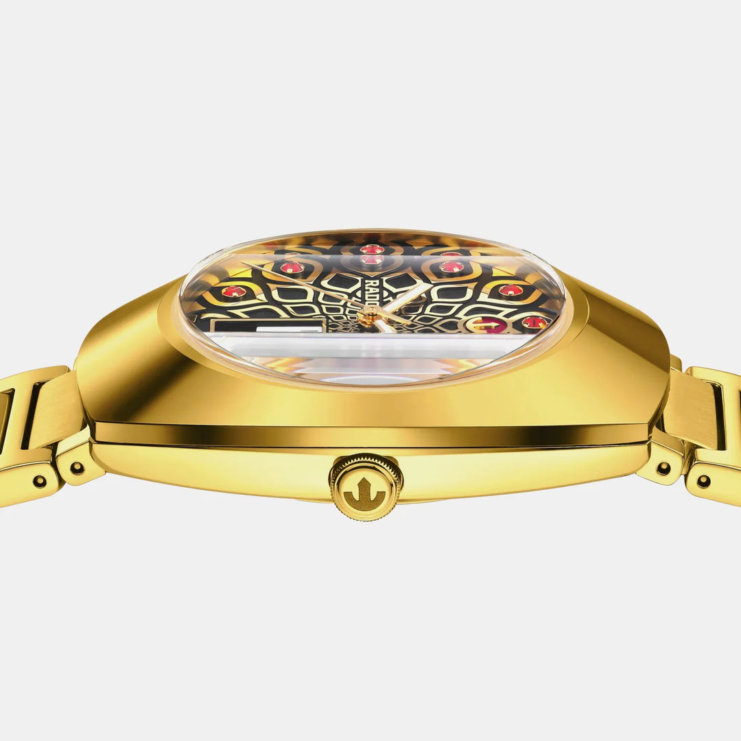 Rado DiaStar Original 38mm Black Dial Yellow Gold PVD Bracelet Automatic