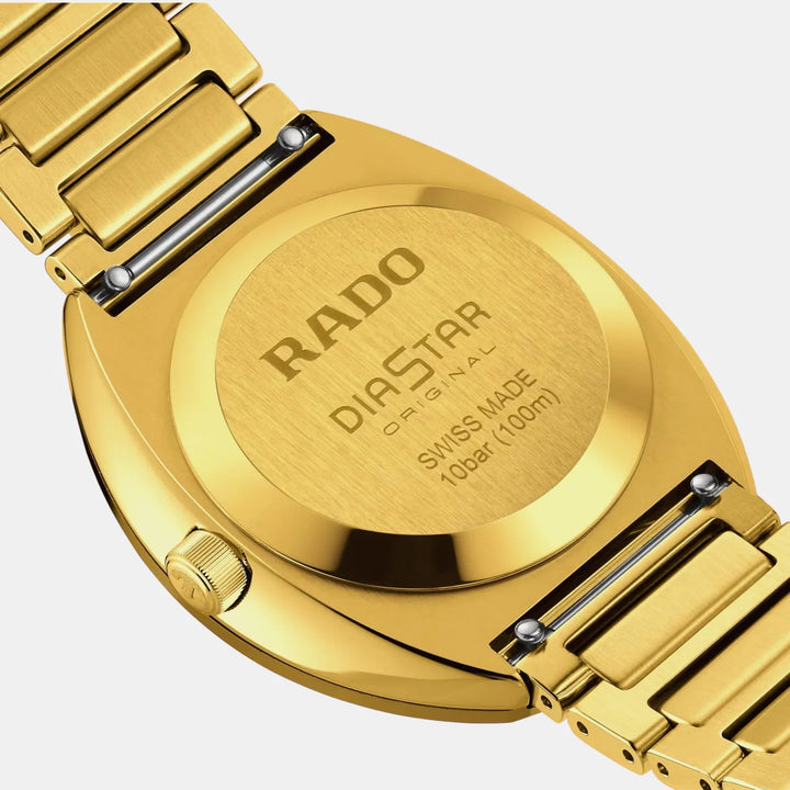 Rado DiaStar Original 38mm Gold Dial Stainless Steel Bracelet Automatic Unisex