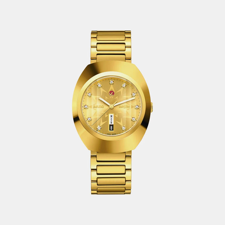 Rado DiaStar Original 38mm Gold Dial Stainless Steel Bracelet Automatic Unisex