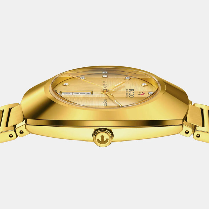 Rado DiaStar Original Diamonds 38mm Gold Dial 11 Diamonds Gold PVD Automatic