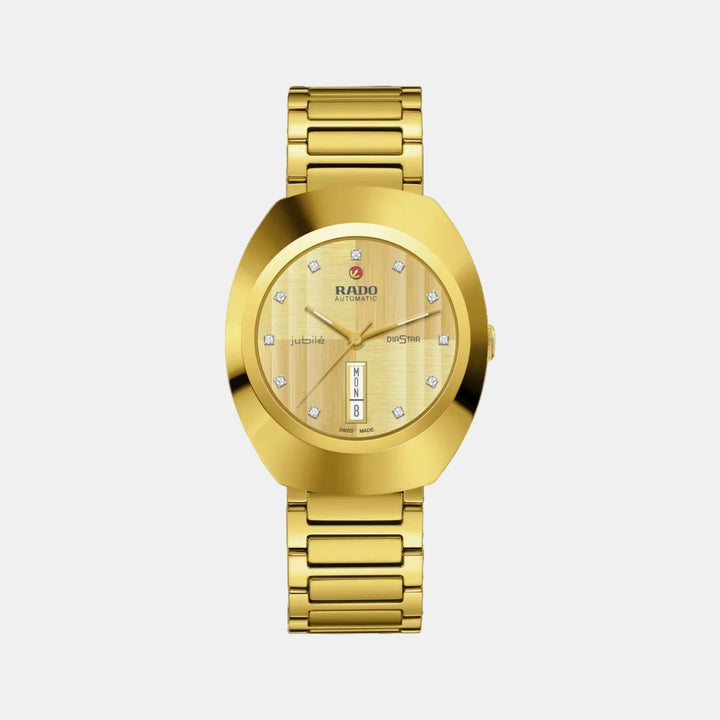 Rado DiaStar Original Diamonds 38mm Gold Dial 11 Diamonds Gold PVD Automatic