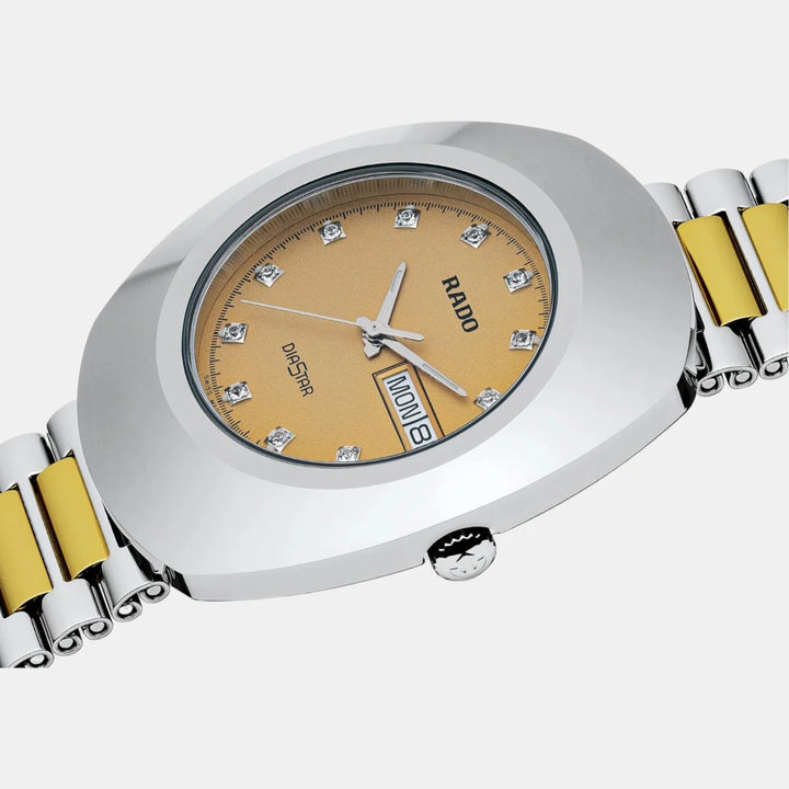 Rado The Original 35mm Gold Dial Two-Tone Bracelet Quartz Day Date Diamond Markers