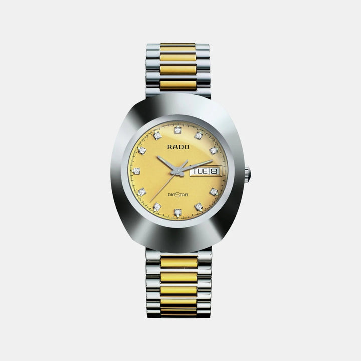 Rado The Original 35mm Gold Dial Two-Tone Bracelet Quartz Day Date Diamond Markers