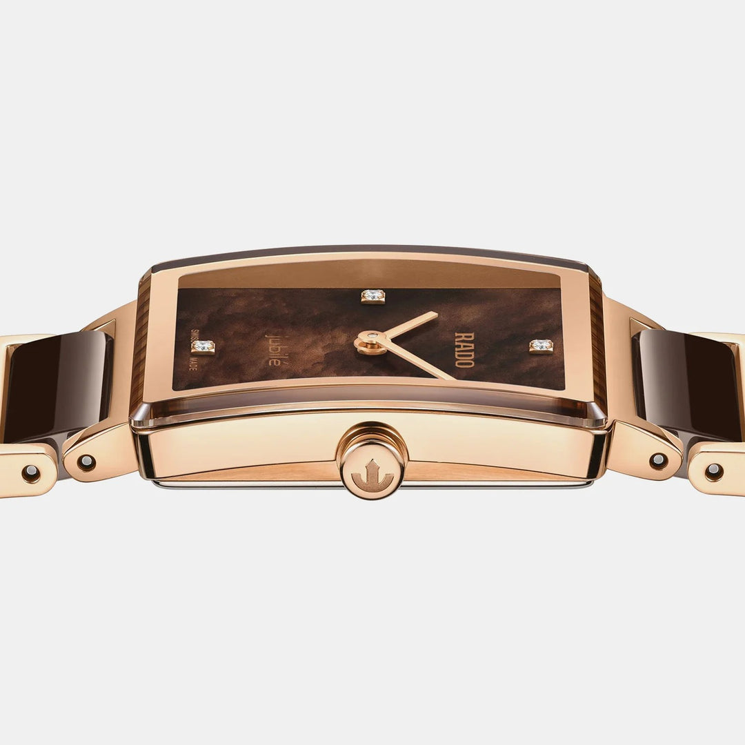 Rado Integral 23mm Brown Mother-of-Pearl Diamond Dial Rose Gold Ladies Watch