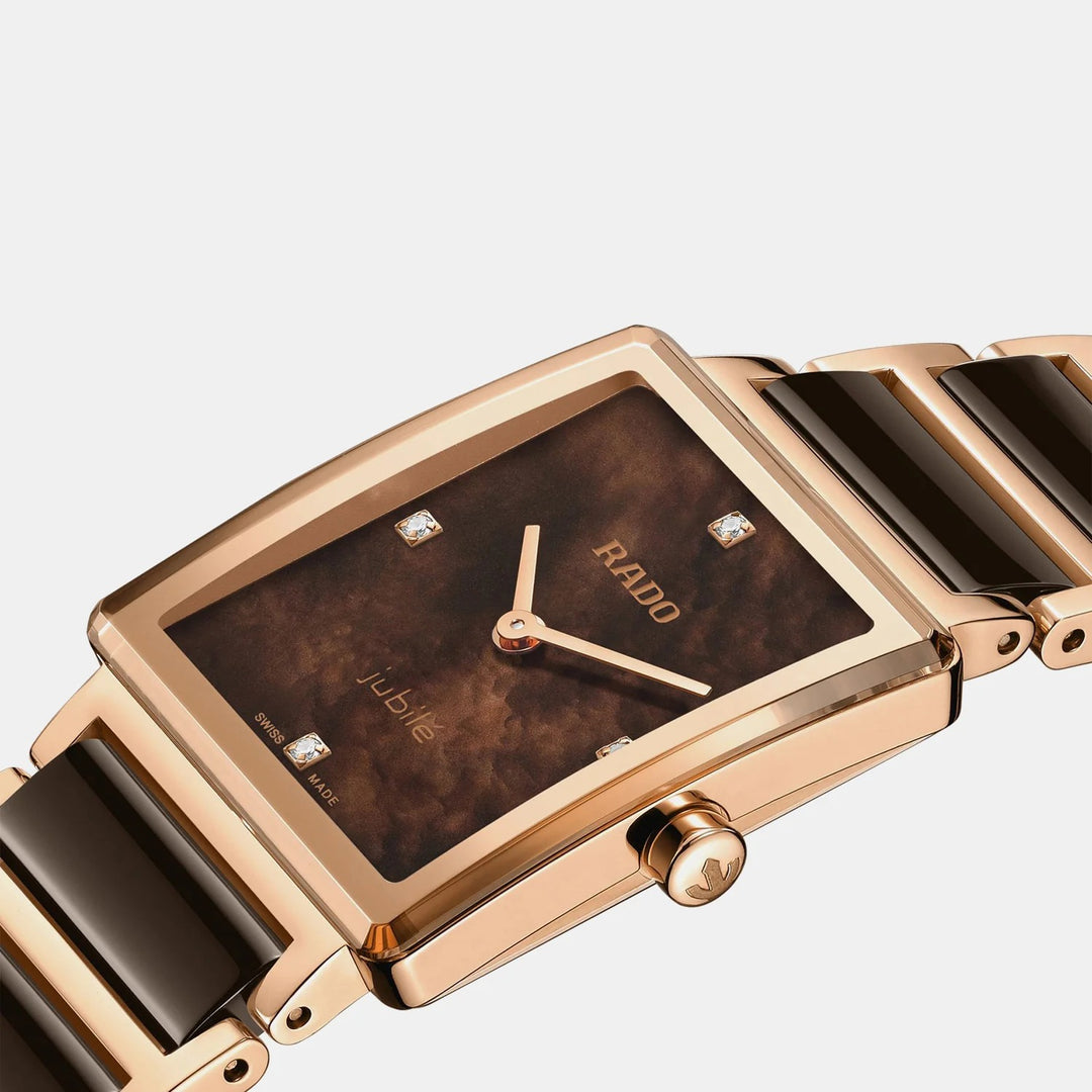 Rado Integral 23mm Brown Mother-of-Pearl Diamond Dial Rose Gold Ladies Watch