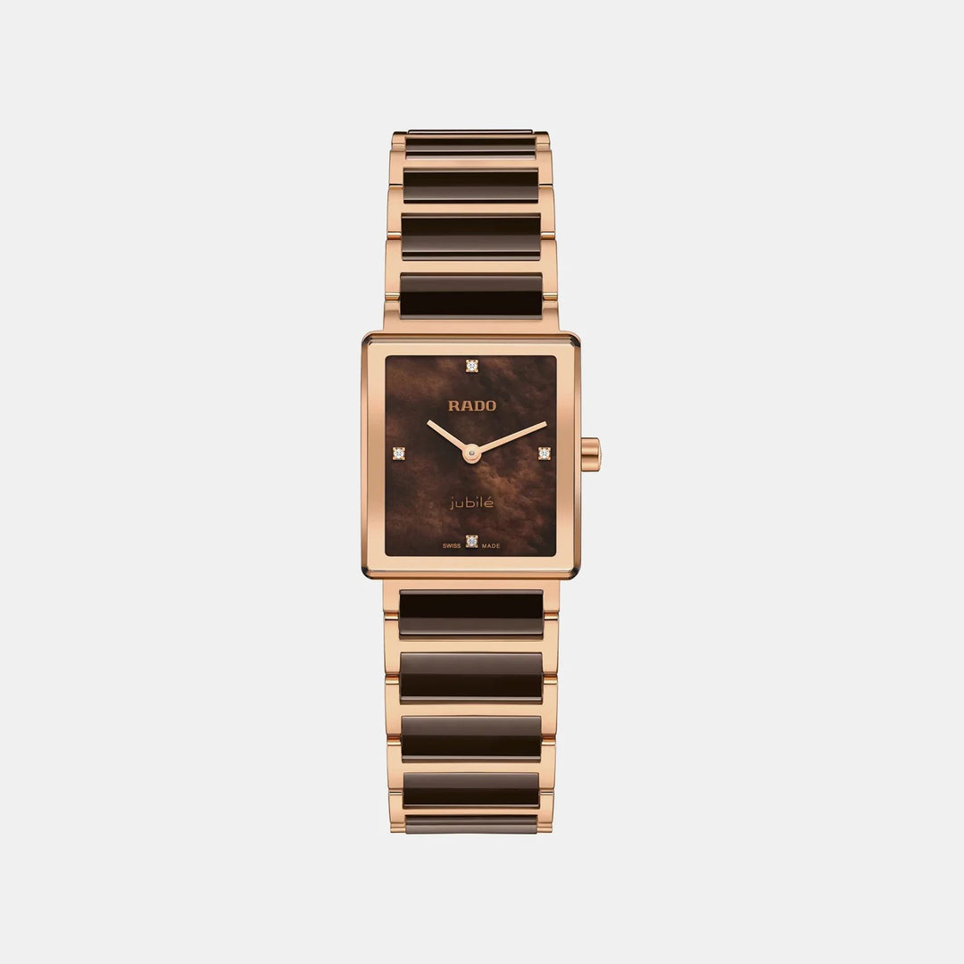 Rado Integral 23mm Brown Mother-of-Pearl Diamond Dial Rose Gold Ladies Watch