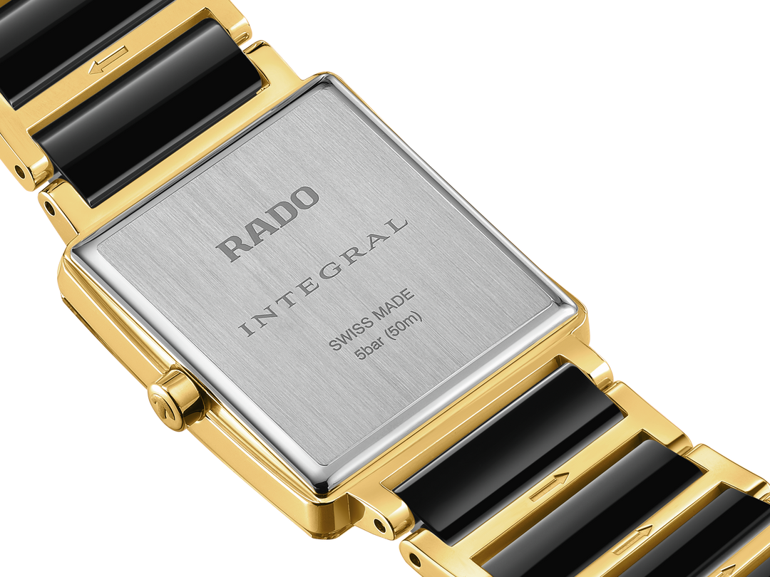 Rado Integral 23mm Black Dial Yellow Gold Ladies Quartz Watch