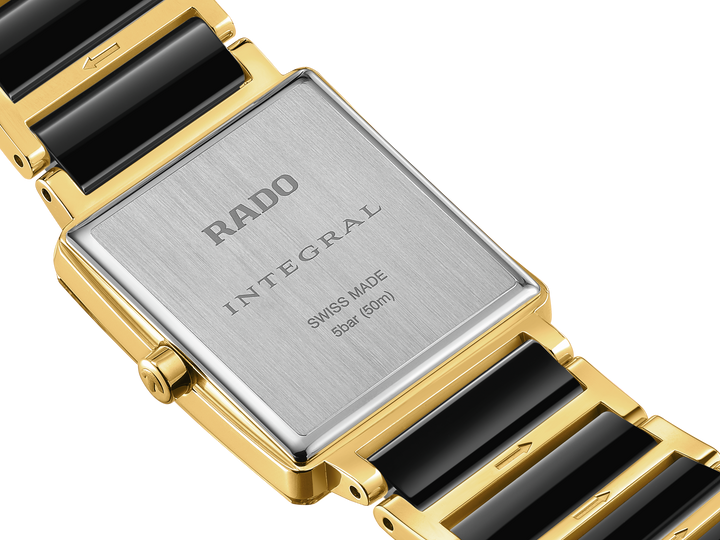 Rado Integral 23mm Black Dial Yellow Gold Ladies Quartz Watch