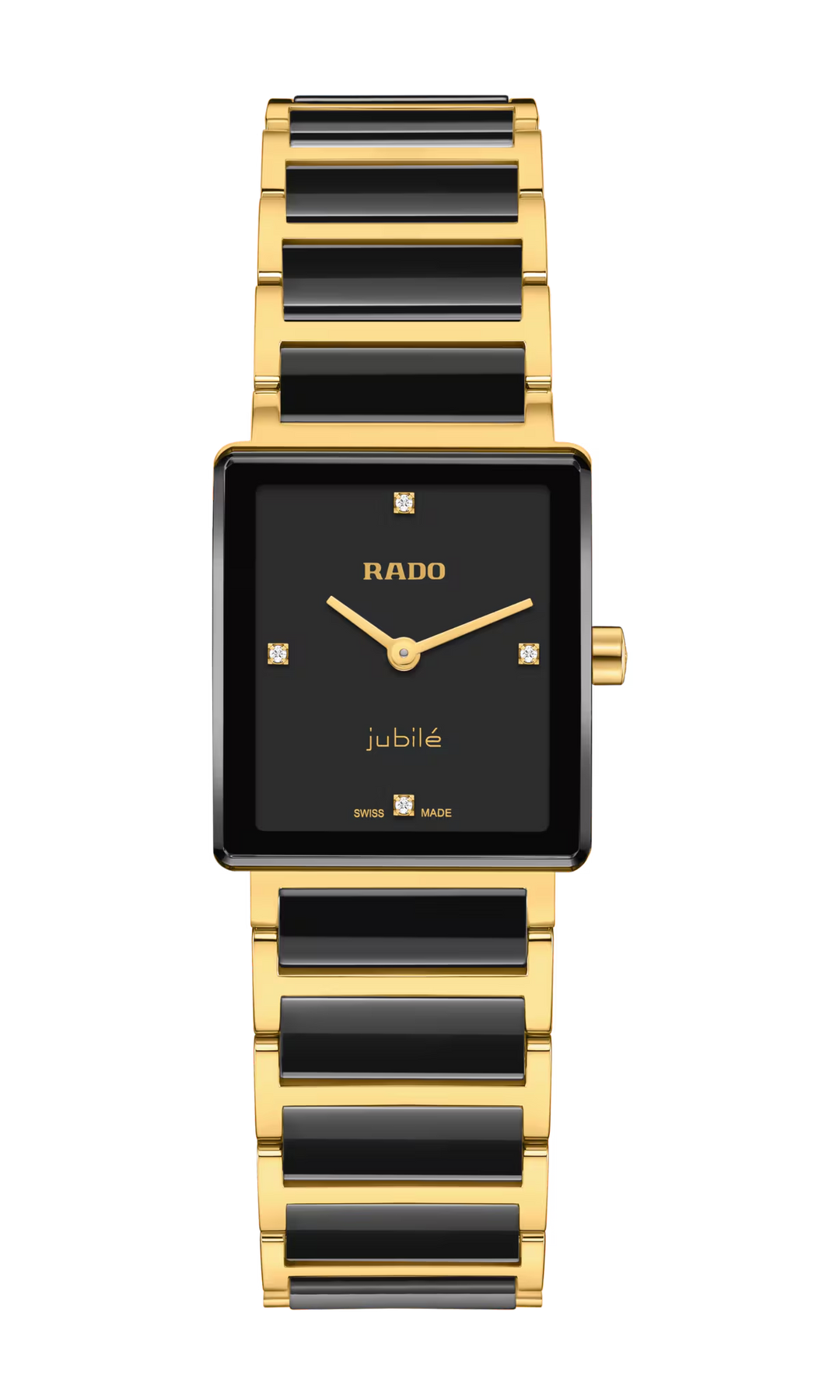 Rado Integral 23mm Black Dial Yellow Gold Ladies Quartz Watch