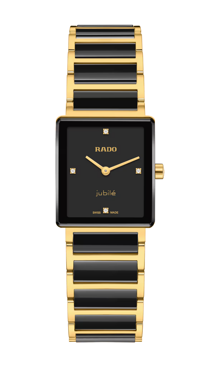 Rado Integral 23mm Black Dial Yellow Gold Ladies Quartz Watch