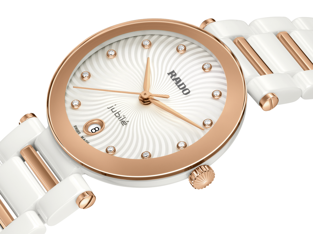 Rado LaCoupole 31mm White Ceramic Diamond Dial Ladies Quartz Watch