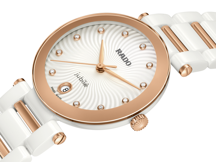Rado LaCoupole 31mm White Ceramic Diamond Dial Ladies Quartz Watch