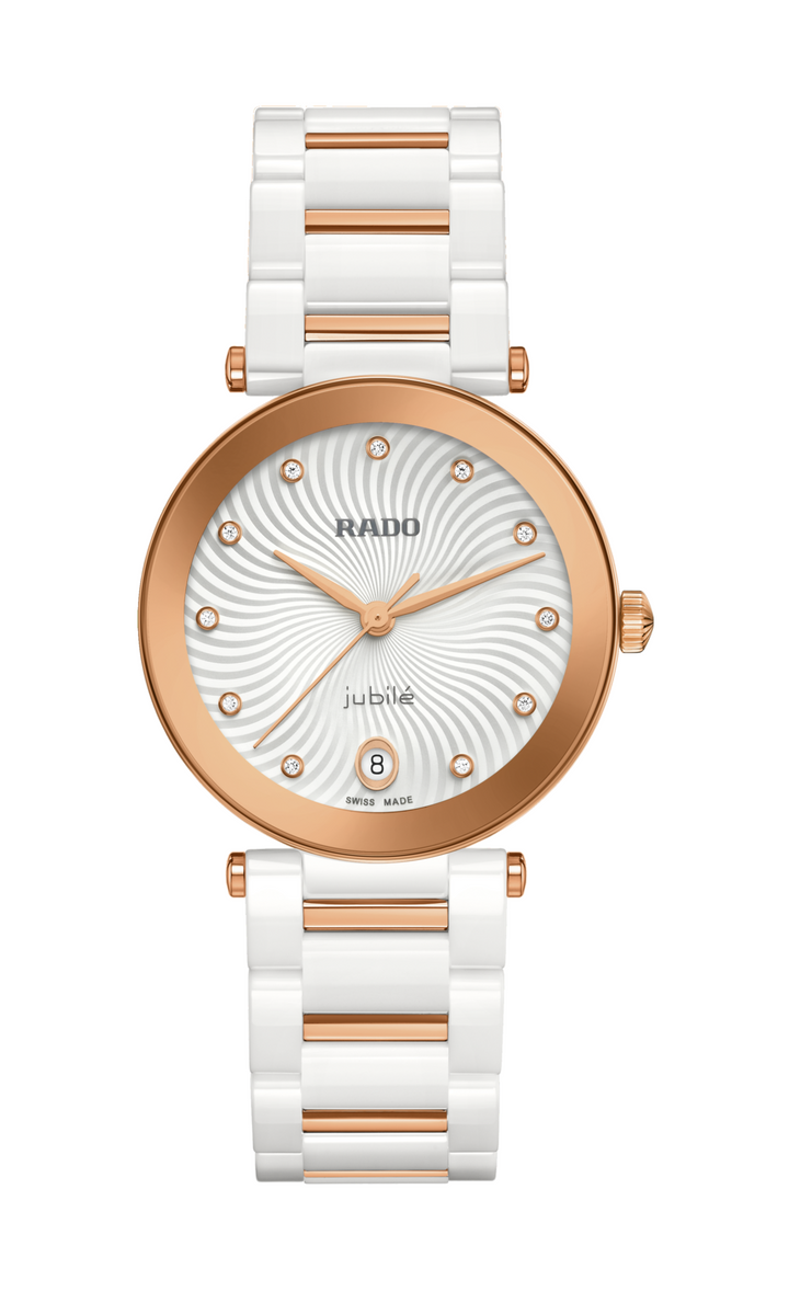 Rado LaCoupole 31mm White Ceramic Diamond Dial Ladies Quartz Watch