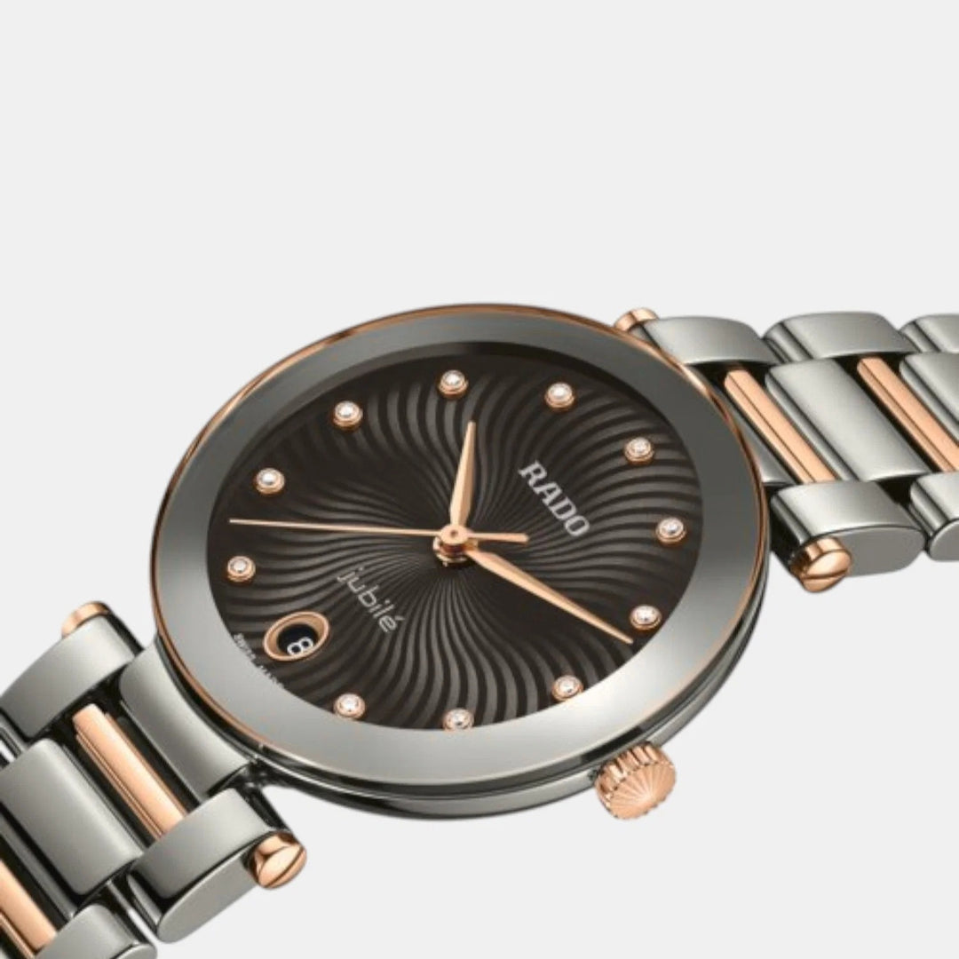 Rado LaCoupole 31mm Plasma Ceramic Grey Dial 11 Diamonds Ladies Quartz Watch