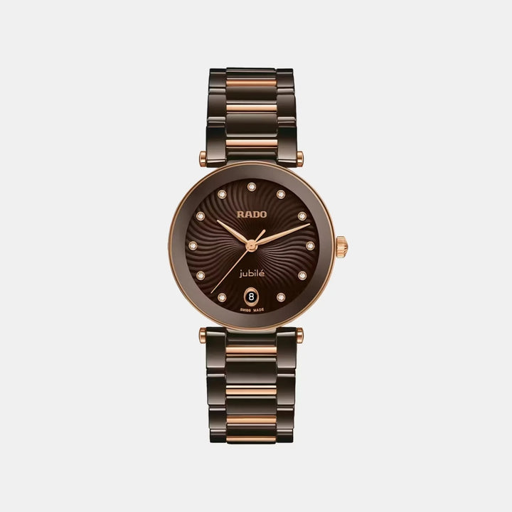 Rado LaCoupole 31mm Brown Ceramic Diamond Dial Ladies Quartz Watch