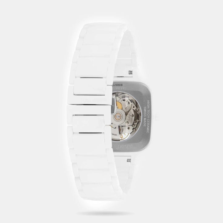 Rado True Square 38mm White Ceramic Open Heart Automatic Watch