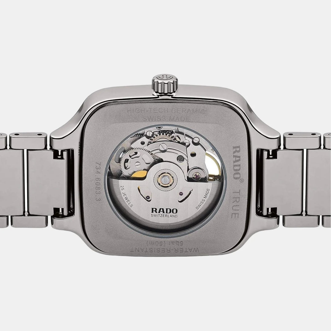 Rado True Square 38mm Plasma Ceramic Blue Dial Open Heart Automatic Watch
